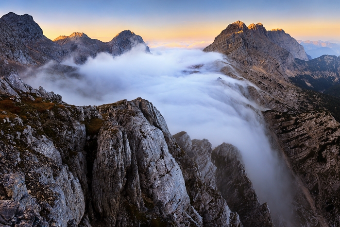 Misty Falls of Julian Alps